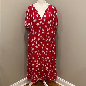 Talbots FLOUNCE HEM A-LINE DRESS FLORAL Size 20 Women